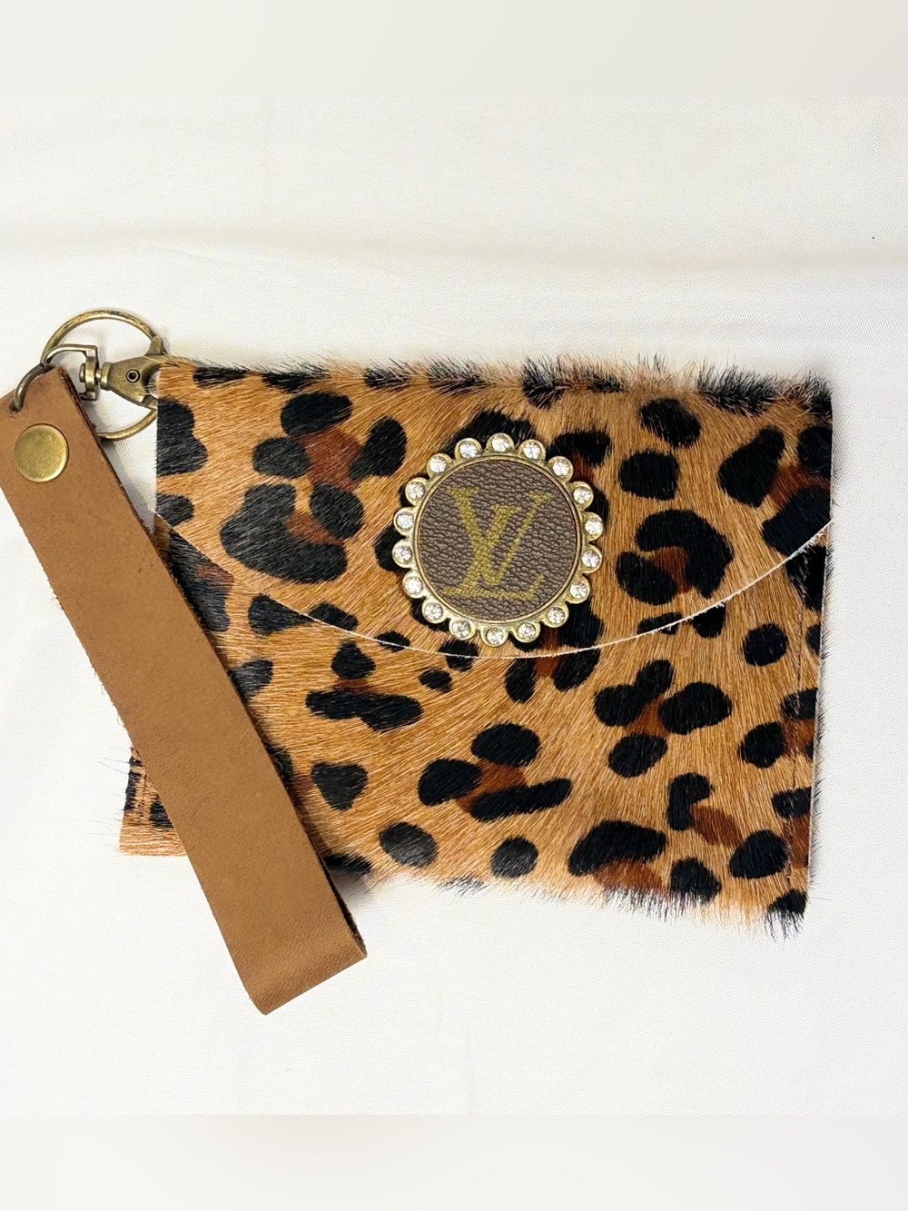 Upcycled Leopard Pony Hair Wristlet | Genuine Hair-On Hide | Western Chic